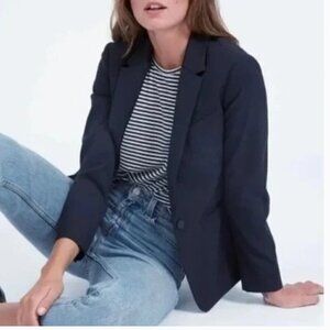 Everlane The Italian GoWeave Classic Blazer Navy Blue Wrinkle Resistant Size 6P